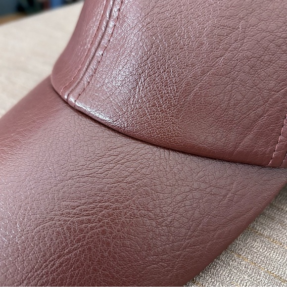Anthropologie Wyeth Hailey in Cognac Baseball Cap Brown Faux Leather Hat Unisex - Picture 6 of 9
